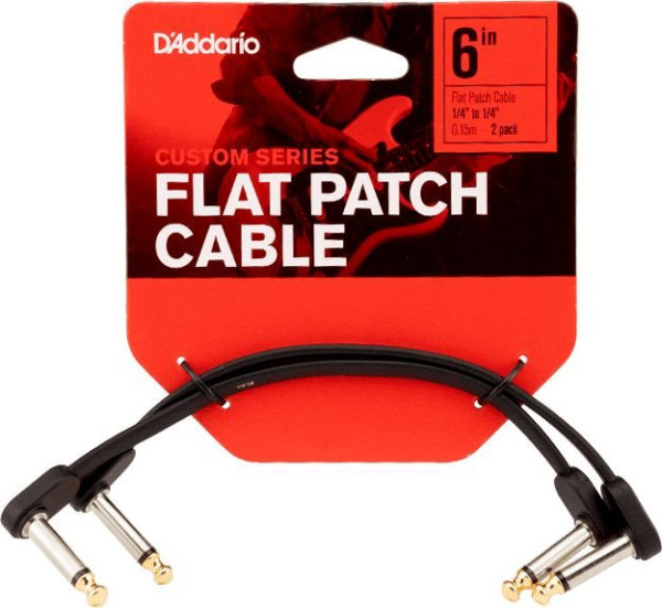 D Addario Custom Serie Flat Patch Kabel gewinkelt 15cm 2er Packung