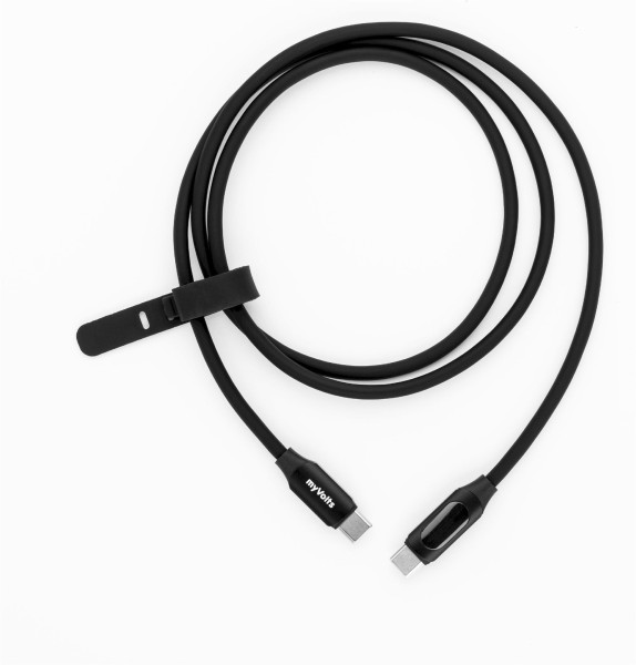 myVolts Step Up USB-C to USB-C PD Kabel mit LCD Power Meter schwarz