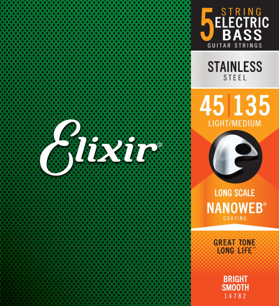 Elixir 14207 Stainless Steel Light 5-String 045-135 E-Bass Saiten