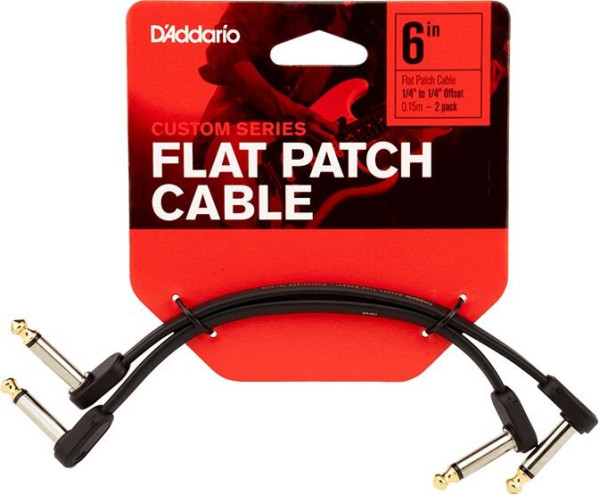 D Addario Custom Serie Flat Patch Kabel versetzt gewinkelt 15cm 2er Packung