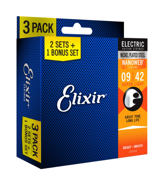 Elixir NanoWeb Super Light 009-042 3er Pack