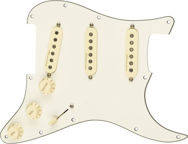 Fender Pre-Wired Strat Pickguard Vintage Noiseless Pickups Parchment PG 11-Hole