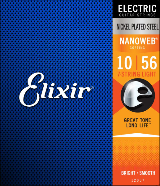 Elixir NanoWeb 12057 Light 7-String 010-056 E-Gitarren Saiten