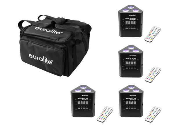 EUROLITE Set 4x AKKU TL-3 TCL QuickDMX + Soft-Bag