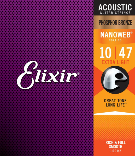 Elixir NanoWeb Phosphor Bronze 16002 Extra Light 010-047